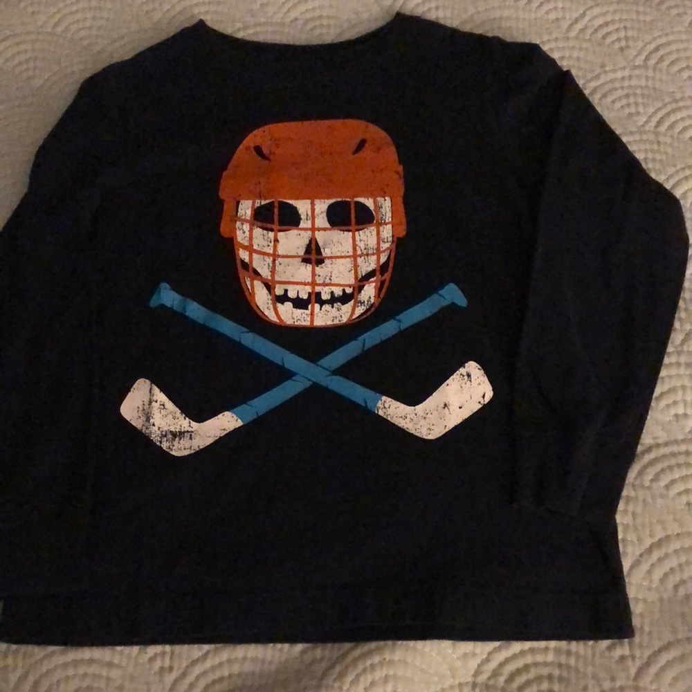 Lands End Navy Soccer Theme Shirt